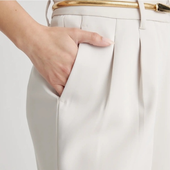 QUINCE Stretch Crepe Pleated Wide Leg Pants Trousers Sand 2 - Picture 4 of 11